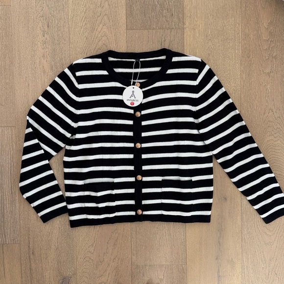 ANRABESS Striped Cardigan Sweater - Picture 4 of 7